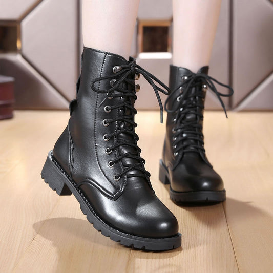 British Martin Boots Women Leather Boots Motorcycle Military Boots Snapitonline