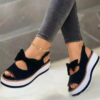 Casual Wedge Women's Single Shoes Platform Bow Cool Snapitonline