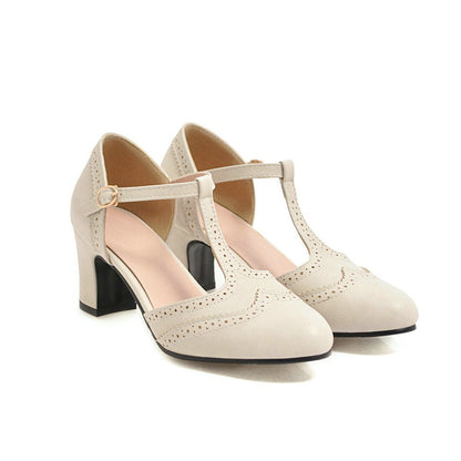 Chunky All Match Medium Heel High Pumps Snapitonline