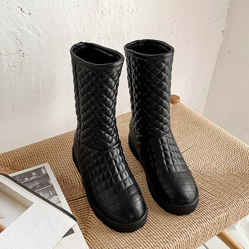 College Style Women's Shoes Size 33-50 Warm Mid-Tube Snow Boots Snapitonline