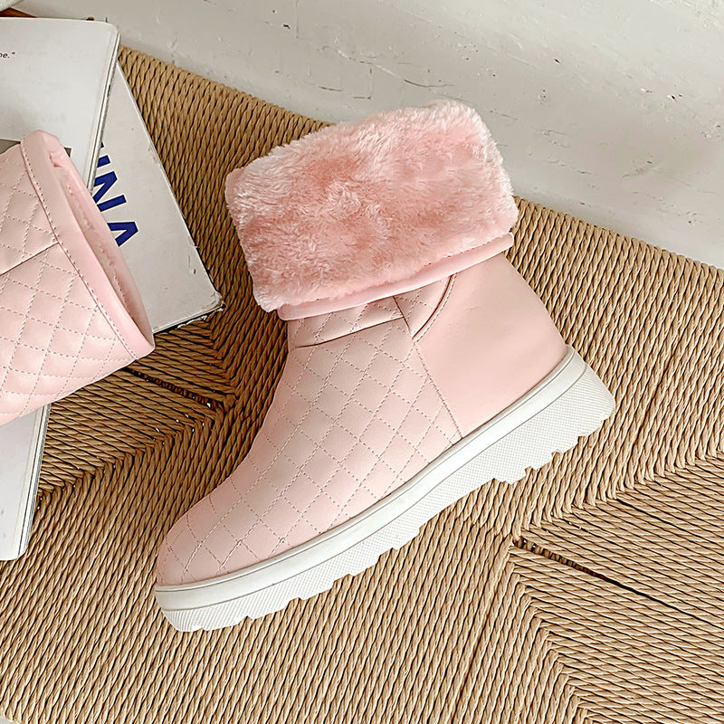 College Style Women's Shoes Size 33-50 Warm Mid-Tube Snow Boots Snapitonline