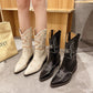 Cowboy Boots With Pointed Toe And Thick Heel Snapitonline