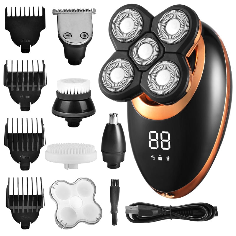 Electric Shaver For Men Beard Hair Trimmer Electric Razor 5D Floating Five Blade Heads Electric Nose Hair Trimmer LCD Display Snapitonline