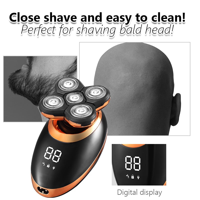 Electric Shaver For Men Beard Hair Trimmer Electric Razor 5D Floating Five Blade Heads Electric Nose Hair Trimmer LCD Display Snapitonline