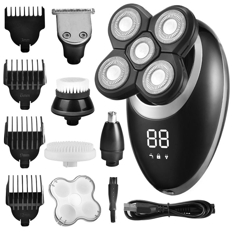 Electric Shaver For Men Beard Hair Trimmer Electric Razor 5D Floating Five Blade Heads Electric Nose Hair Trimmer LCD Display Snapitonline