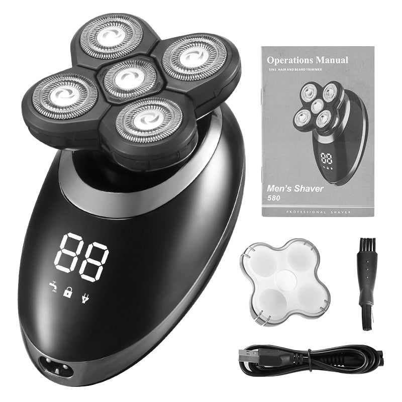 Electric Shaver For Men Beard Hair Trimmer Electric Razor 5D Floating Five Blade Heads Electric Nose Hair Trimmer LCD Display Snapitonline