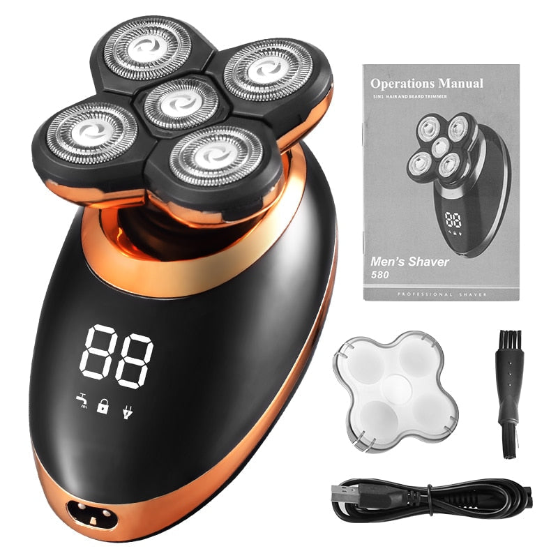 Electric Shaver For Men Beard Hair Trimmer Electric Razor 5D Floating Five Blade Heads Electric Nose Hair Trimmer LCD Display Snapitonline