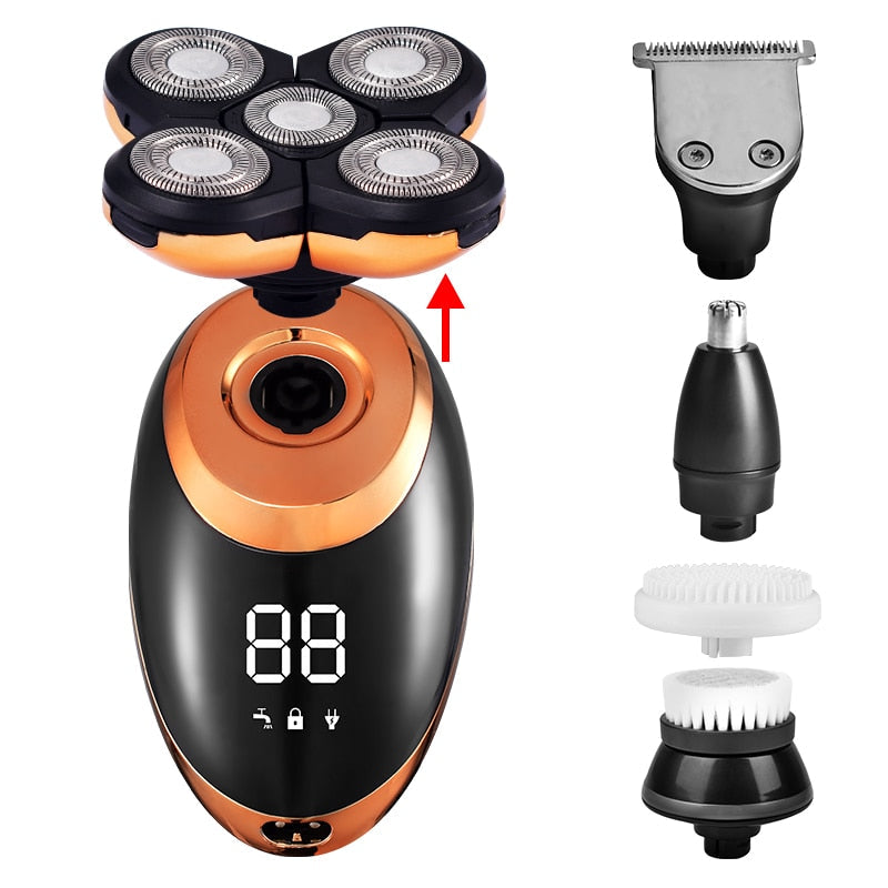 Electric Shaver For Men Beard Hair Trimmer Electric Razor 5D Floating Five Blade Heads Electric Nose Hair Trimmer LCD Display Snapitonline