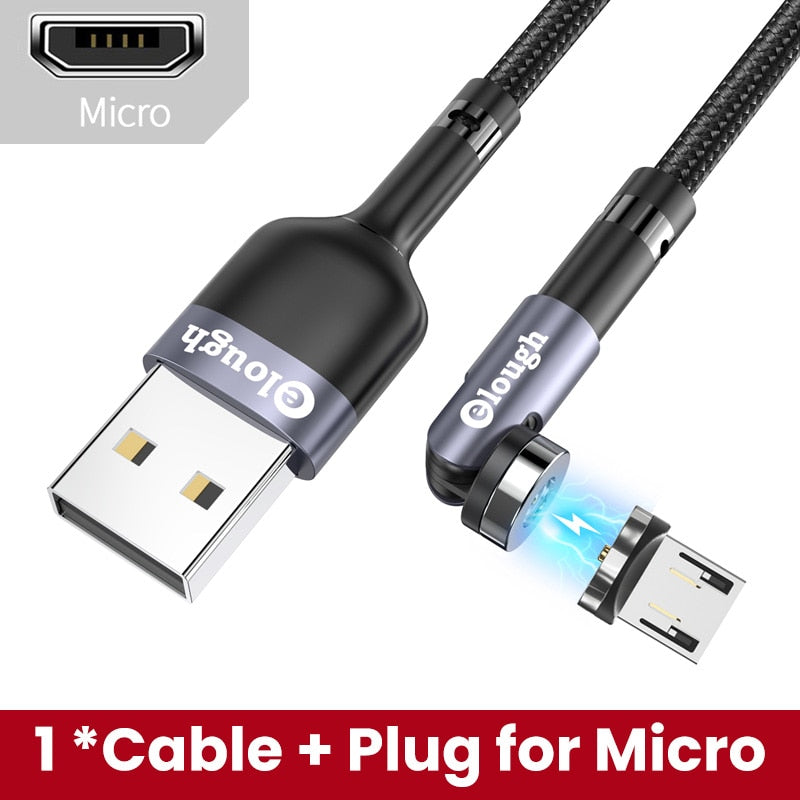 Elough 540 Rotate Magnetic Cable USB-C Magnetic Charger Micro USB Type C Cable Mobile Phone Cable For iPhone Xiaomi Poco Huawei Snapitonline