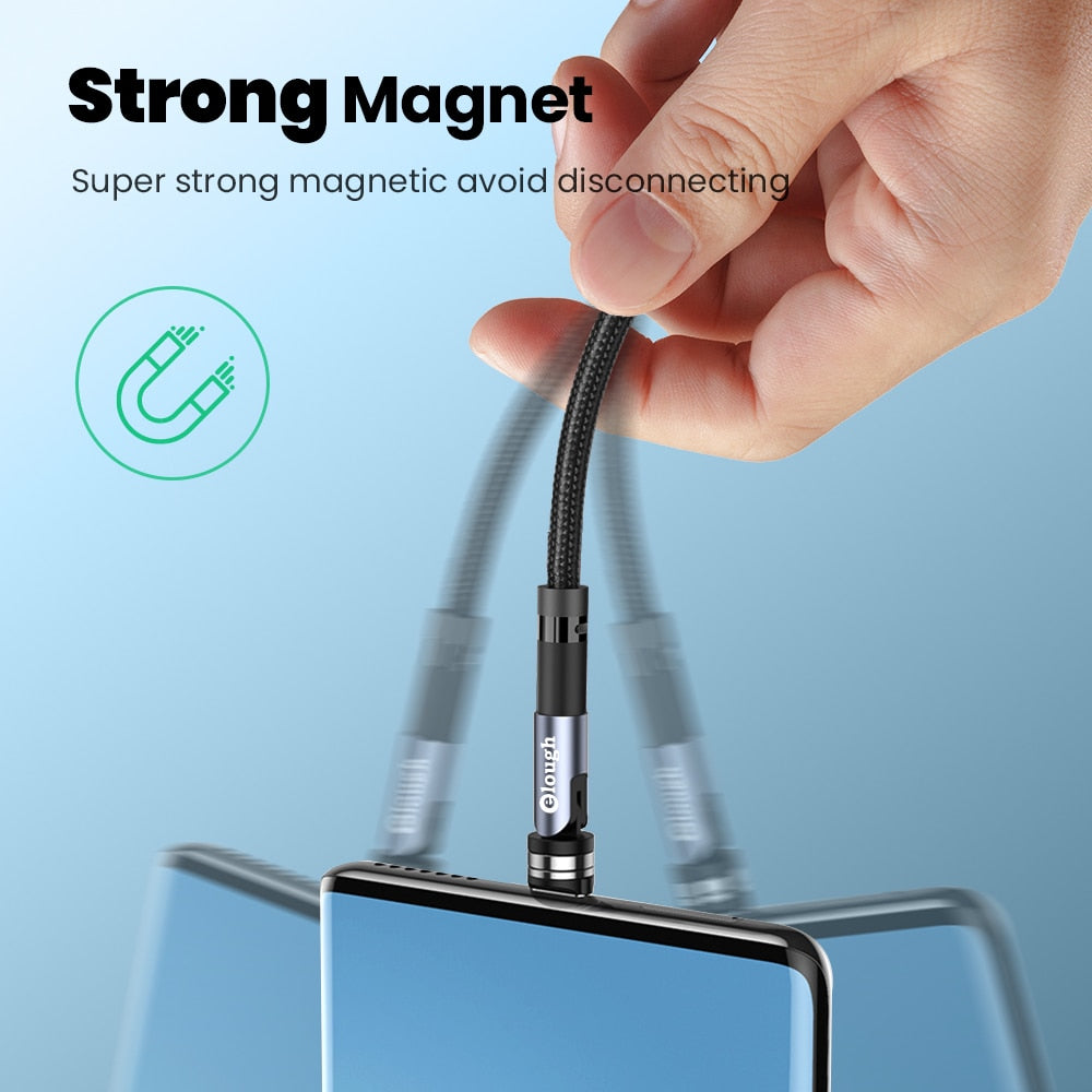 Elough 540 Rotate Magnetic Cable USB-C Magnetic Charger Micro USB Type C Cable Mobile Phone Cable For iPhone Xiaomi Poco Huawei Snapitonline