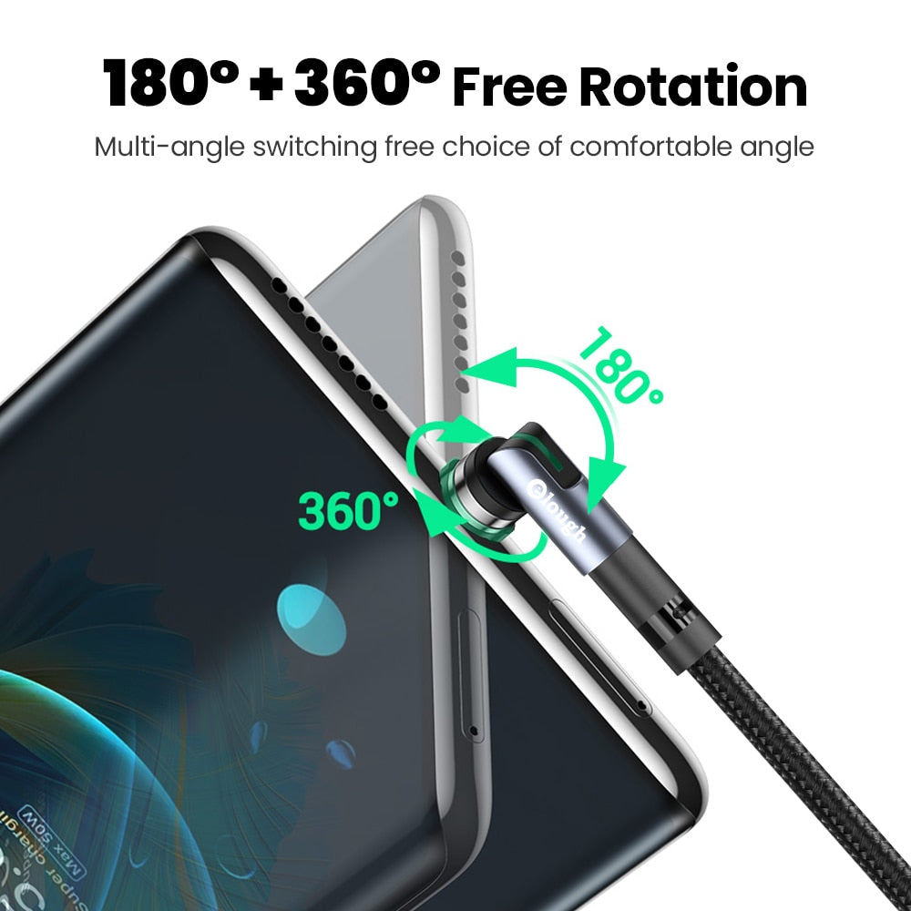 Elough 540 Rotate Magnetic Cable USB-C Magnetic Charger Micro USB Type C Cable Mobile Phone Cable For iPhone Xiaomi Poco Huawei Snapitonline