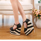 Ethnic Style Contrast Color Thick-Soled Hemp Weave Wedge Sandals Snapitonline