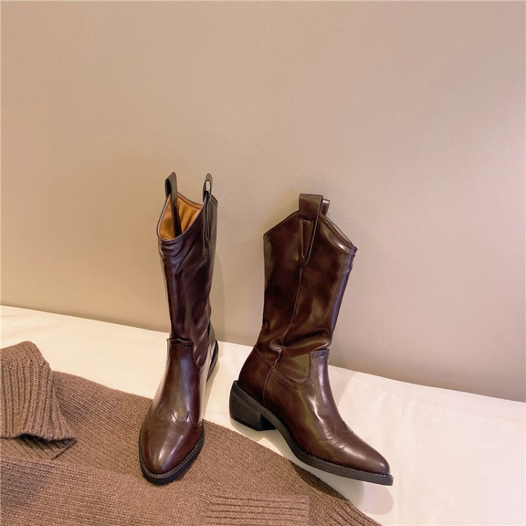 European And American Vintage Western Cowboy Boots For Autumn And Winter Snapitonline