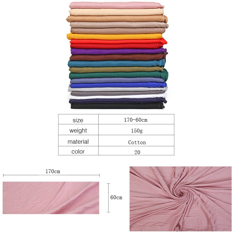 Fashion Modal Cotton Jersey Hijab Scarf Long Muslim Shawl Plain Soft Turban Tie Head Wraps For Women Africa Headband 170x60cm Snapitonline