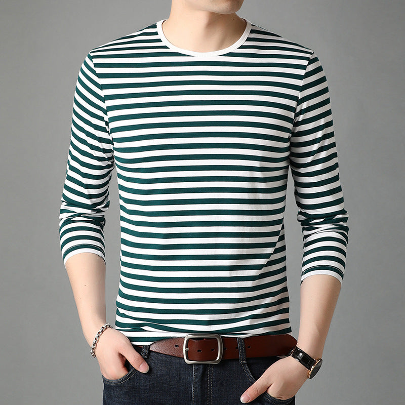 Fashion Stripes Men's Round Neck Cotton Striped Top Snapitonline