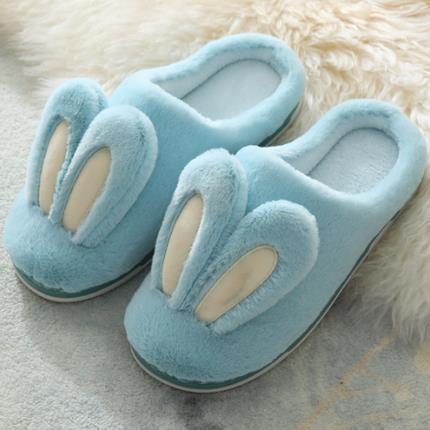 Fashion Women Slippers Winter Warm Couples Cute Rabbit Ears Soft Sole Home Indoor Ladies Plush Slides Snapitonline