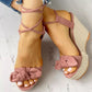 Fashionable Wedge Fish Mouth Bow Sandals Snapitonline
