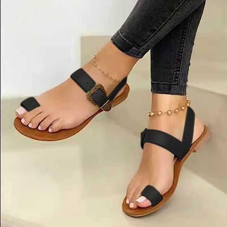 Flat Sandals With Toe Buckle Casual Sandals Snapitonline