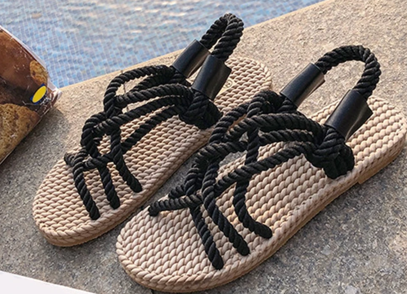 Flat bottom hemp sandals Snapitonline