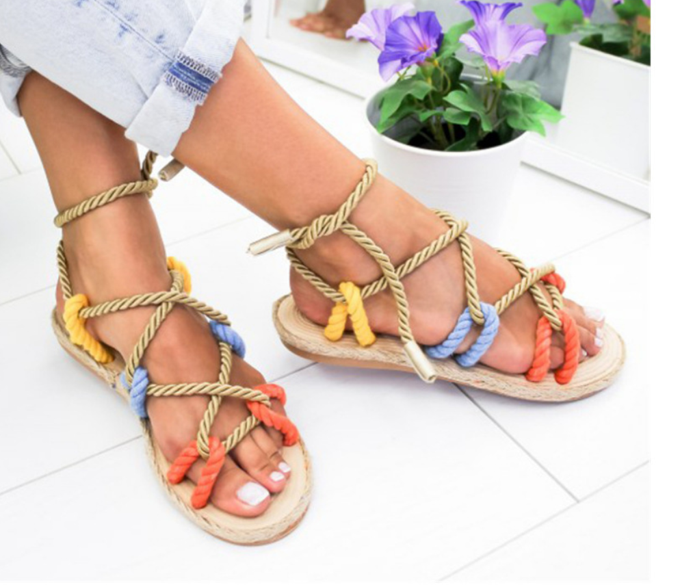 Flat bottom hemp sandals Snapitonline