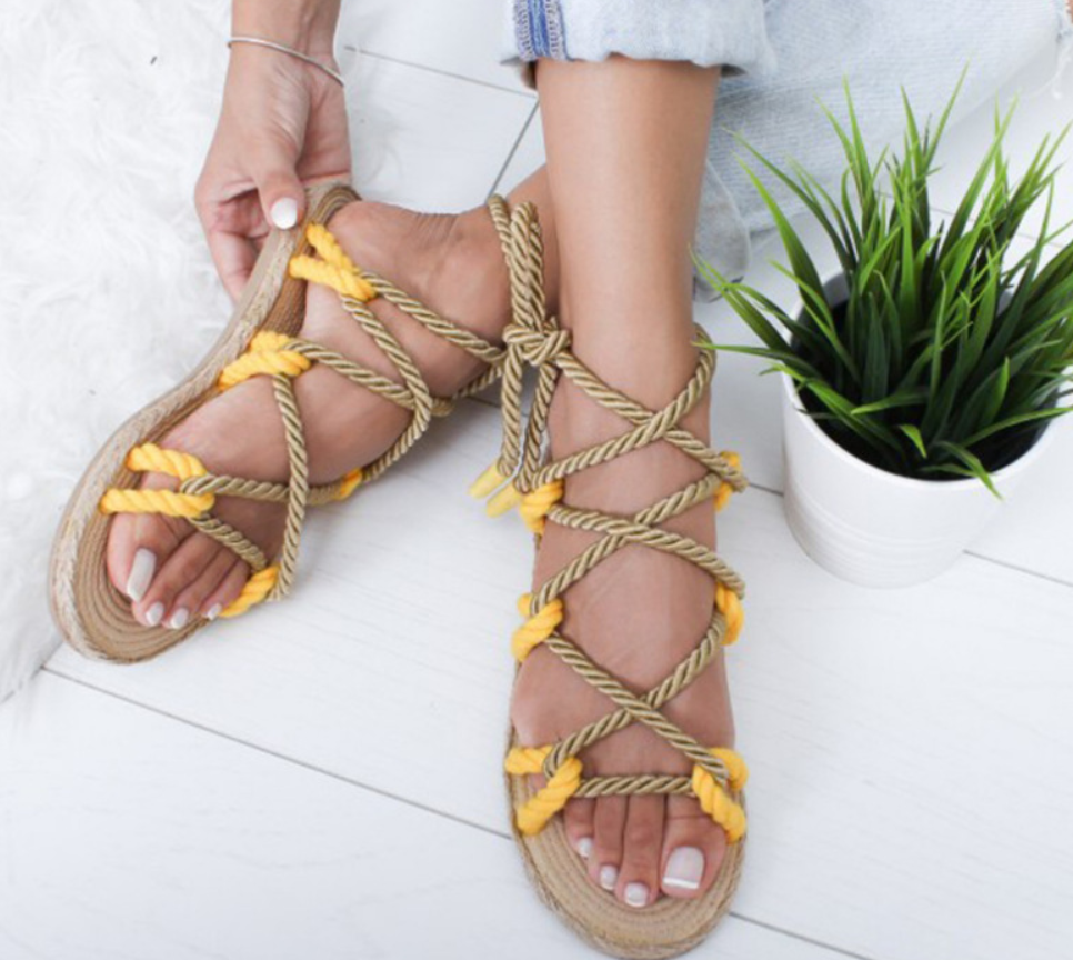 Flat bottom hemp sandals Snapitonline
