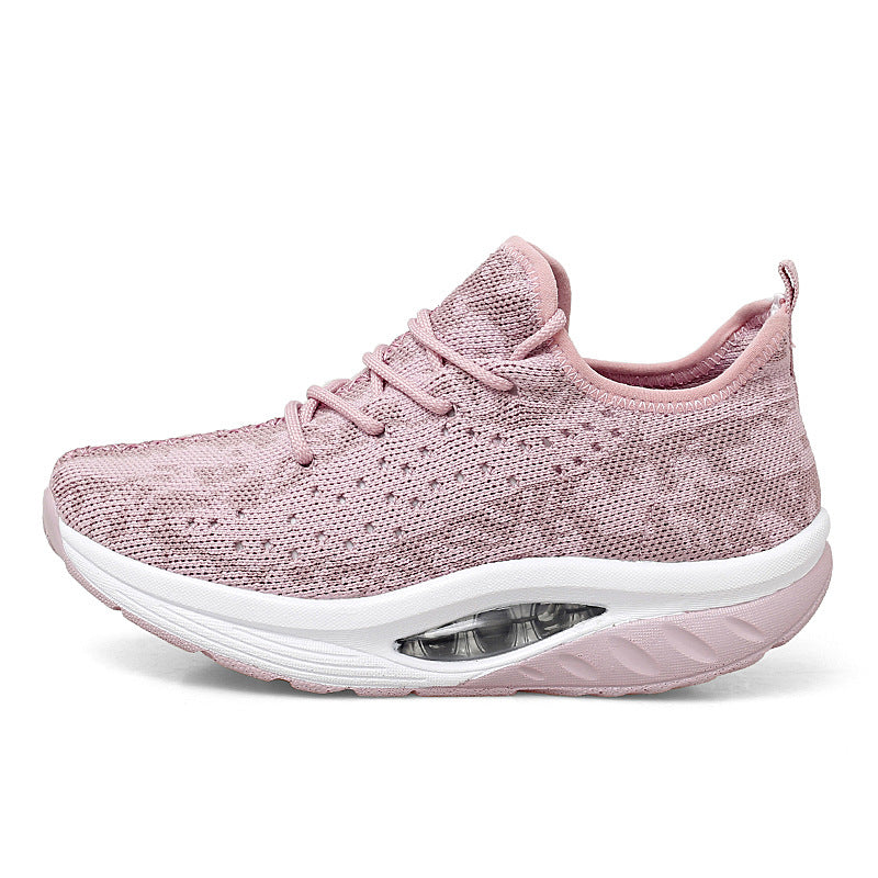 Flying Woven Air Cushion Sneakers Fitness Mom Shoes Mesh Breathable Women's Shoes Snapitonline