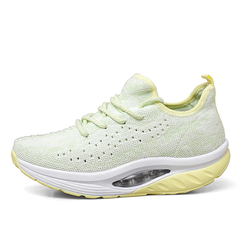 Flying Woven Air Cushion Sneakers Fitness Mom Shoes Mesh Breathable Women's Shoes Snapitonline