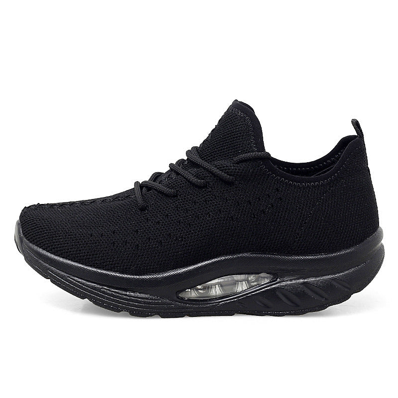 Flying Woven Air Cushion Sneakers Fitness Mom Shoes Mesh Breathable Women's Shoes Snapitonline