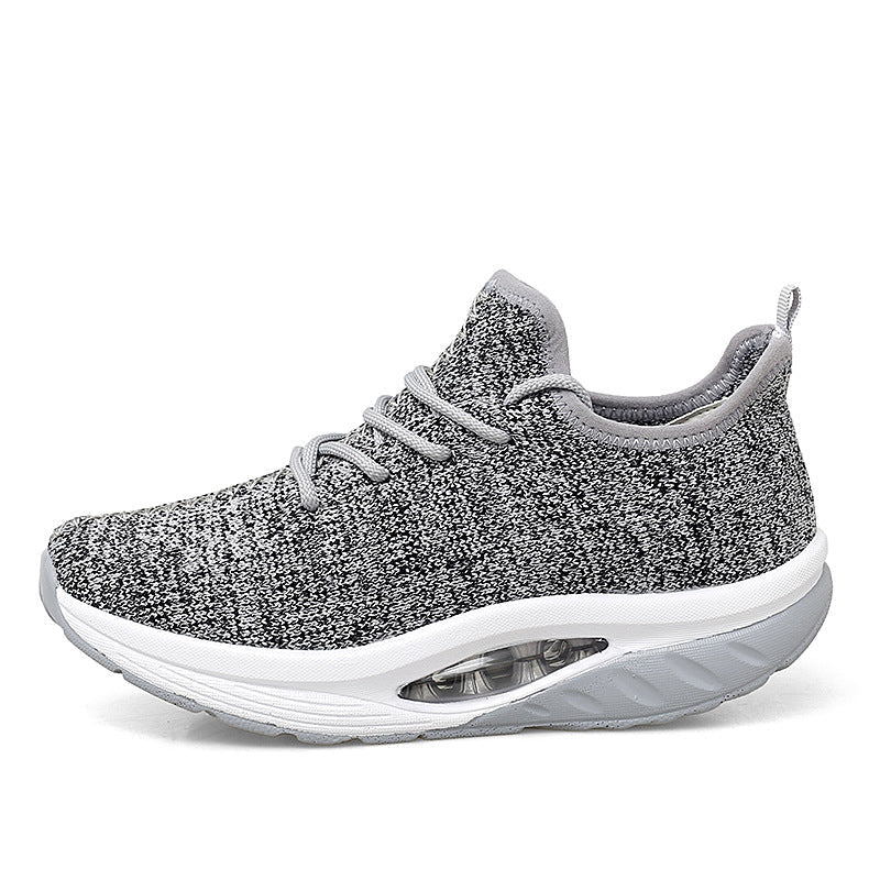 Flying Woven Air Cushion Sneakers Fitness Mom Shoes Mesh Breathable Women's Shoes Snapitonline