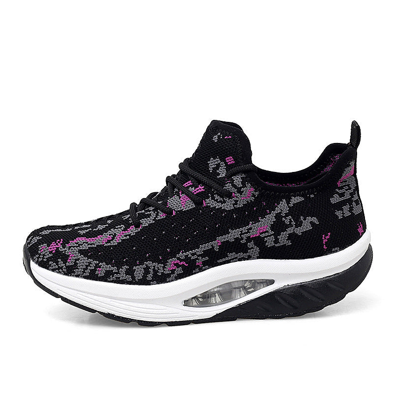 Flying Woven Air Cushion Sneakers Fitness Mom Shoes Mesh Breathable Women's Shoes Snapitonline