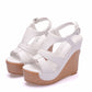 Foreign Trade Large Size 12 Cm Wedge Heel Waterproof Platform Hollow Sandals Thick Bottom Wedge Heel High Heels Women Foreign Trade Wedge Heel Sandals Snapitonline