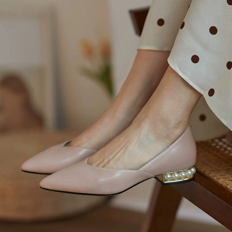 French pointed toe shoes women's flat low heels Snapitonline
