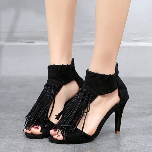 Fringed high heels Snapitonline