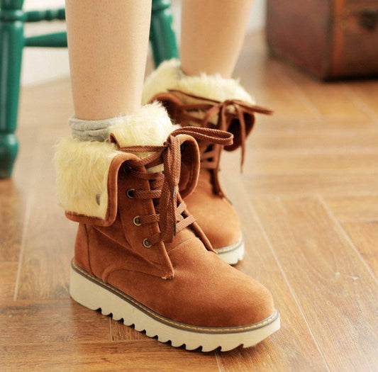 Frosted fur boots snow boots Lace Up Boots Snapitonline