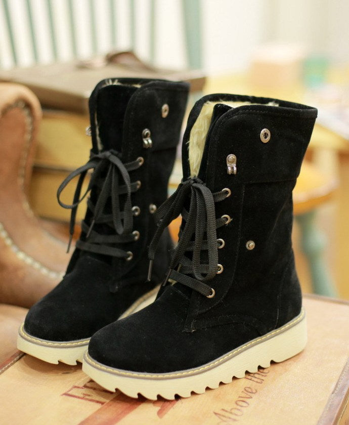 Frosted fur boots snow boots Lace Up Boots Snapitonline