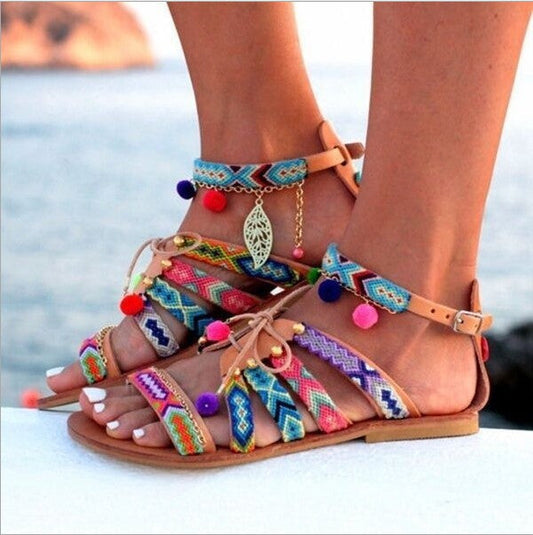 Fur ball flat sandals Snapitonline