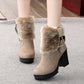 Furry snow boots short tube suede short boots women Snapitonline