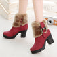 Furry snow boots short tube suede short boots women Snapitonline