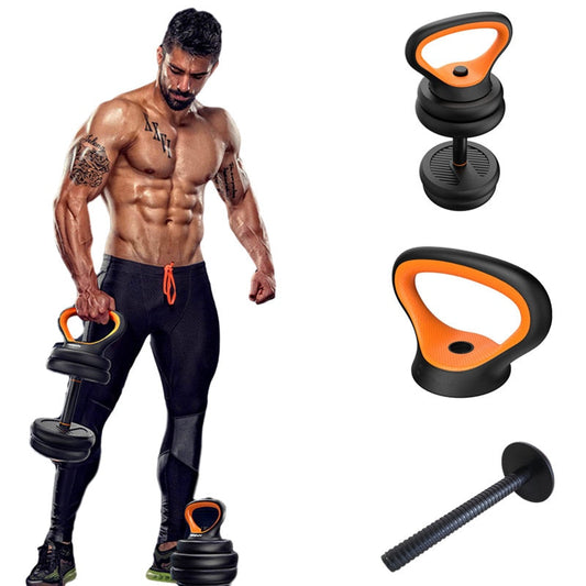 Gym Home Fitness Adjustable Kettlebell Handle Use With Weight Plates Arm Strength Workout Kettle Bell Grip Dumbbell Equipment Snapitonline