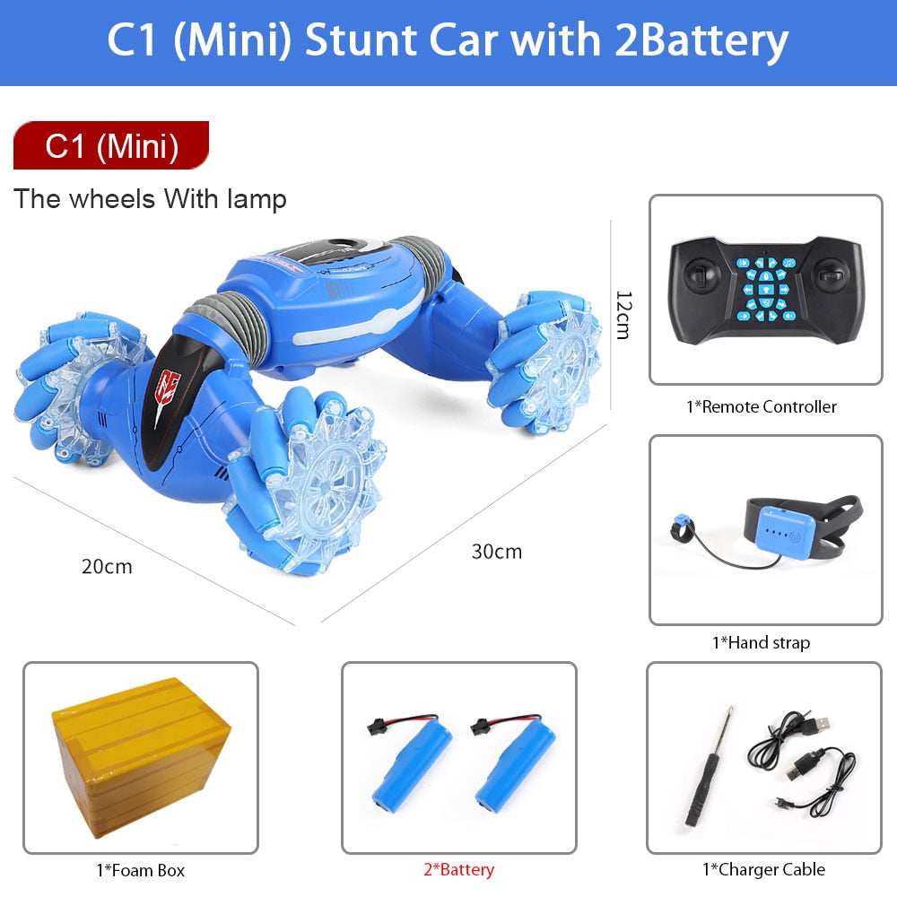 ZWN C1/ C1 MINI 4WD RC CAR Radio Gesture Induction 2.4G Toy Light Music Drift Dancing Twist Stunt Remote Control Car for Kids - Snapitonline