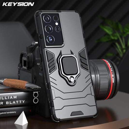 KEYSION Shockproof Armor Case for Samsung S21 Ultra S21 + S20 FE S10 Note 20 Ultra Back Cover for Galaxy A82 A72 A52 A42 A32 A22 - Snapitonline
