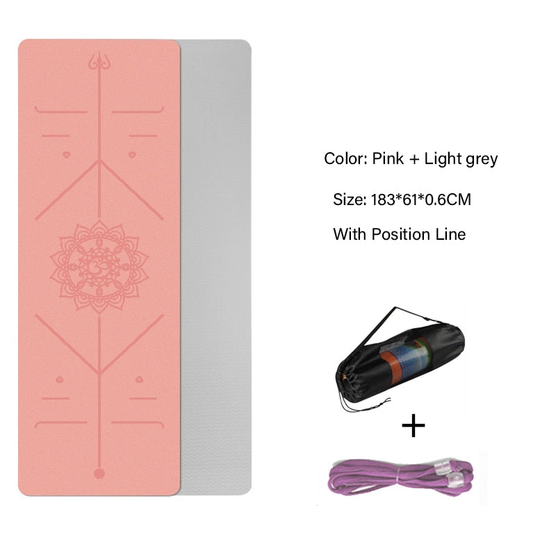 TPE Yoga Double Layer Non-Slip Mat Yoga Exercise Pad with Position Line For Fitness Gymnastics and Pilates - Snapitonline