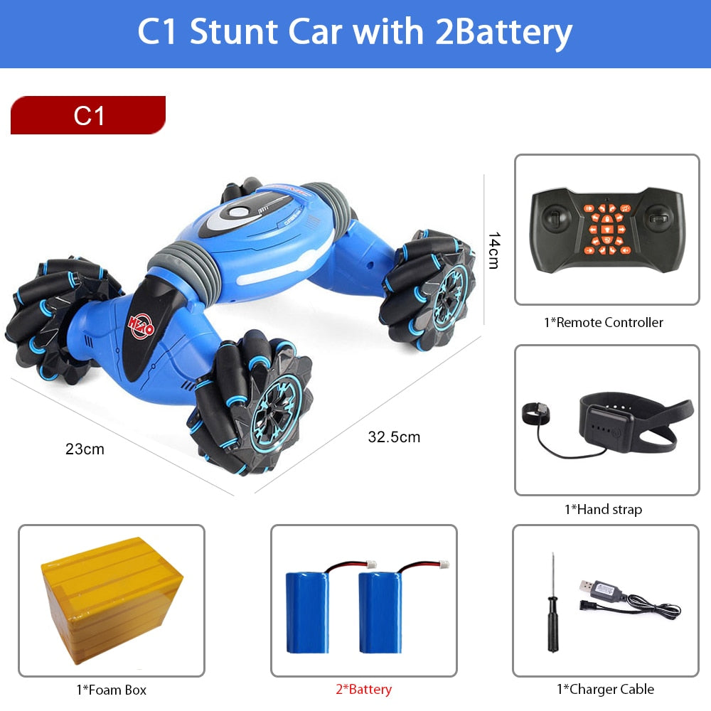 ZWN C1/ C1 MINI 4WD RC CAR Radio Gesture Induction 2.4G Toy Light Music Drift Dancing Twist Stunt Remote Control Car for Kids - Snapitonline