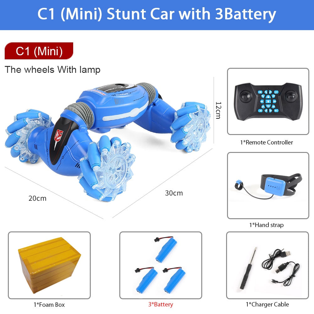 ZWN C1/ C1 MINI 4WD RC CAR Radio Gesture Induction 2.4G Toy Light Music Drift Dancing Twist Stunt Remote Control Car for Kids - Snapitonline