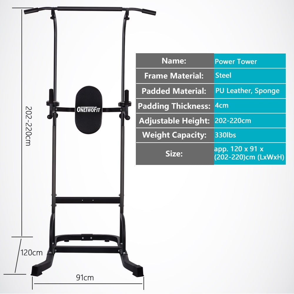 OneTwoFit Pull Up Bar Dip Station Power Tower Large Wide Push Up Station Fitness Equipment for Home Gym Exercise Chin Up Bar - Snapitonline