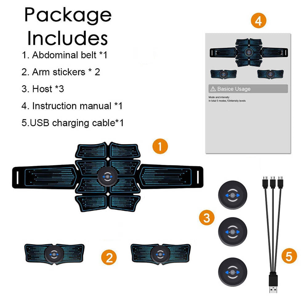 EMS Trainer Muscle Stimulator Massage Abdominal Belt Electrostimulation Body Abdomen Trainer Toner Home Gym Fitness Equipment