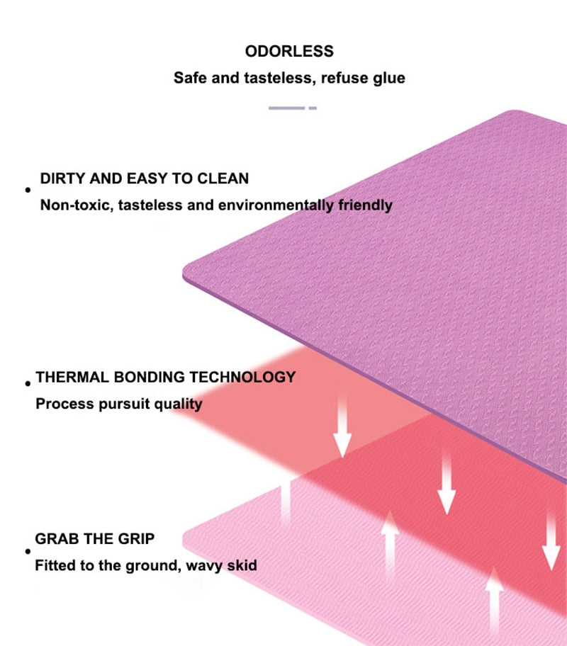 TPE Yoga Double Layer Non-Slip Mat Yoga Exercise Pad with Position Line For Fitness Gymnastics and Pilates - Snapitonline