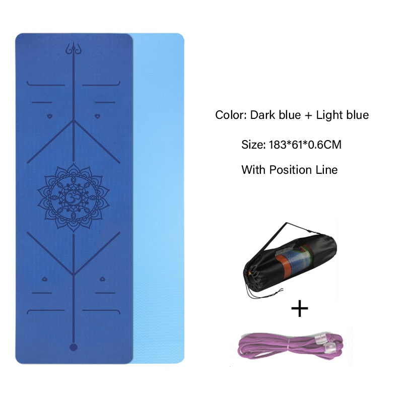TPE Yoga Double Layer Non-Slip Mat Yoga Exercise Pad with Position Line For Fitness Gymnastics and Pilates - Snapitonline