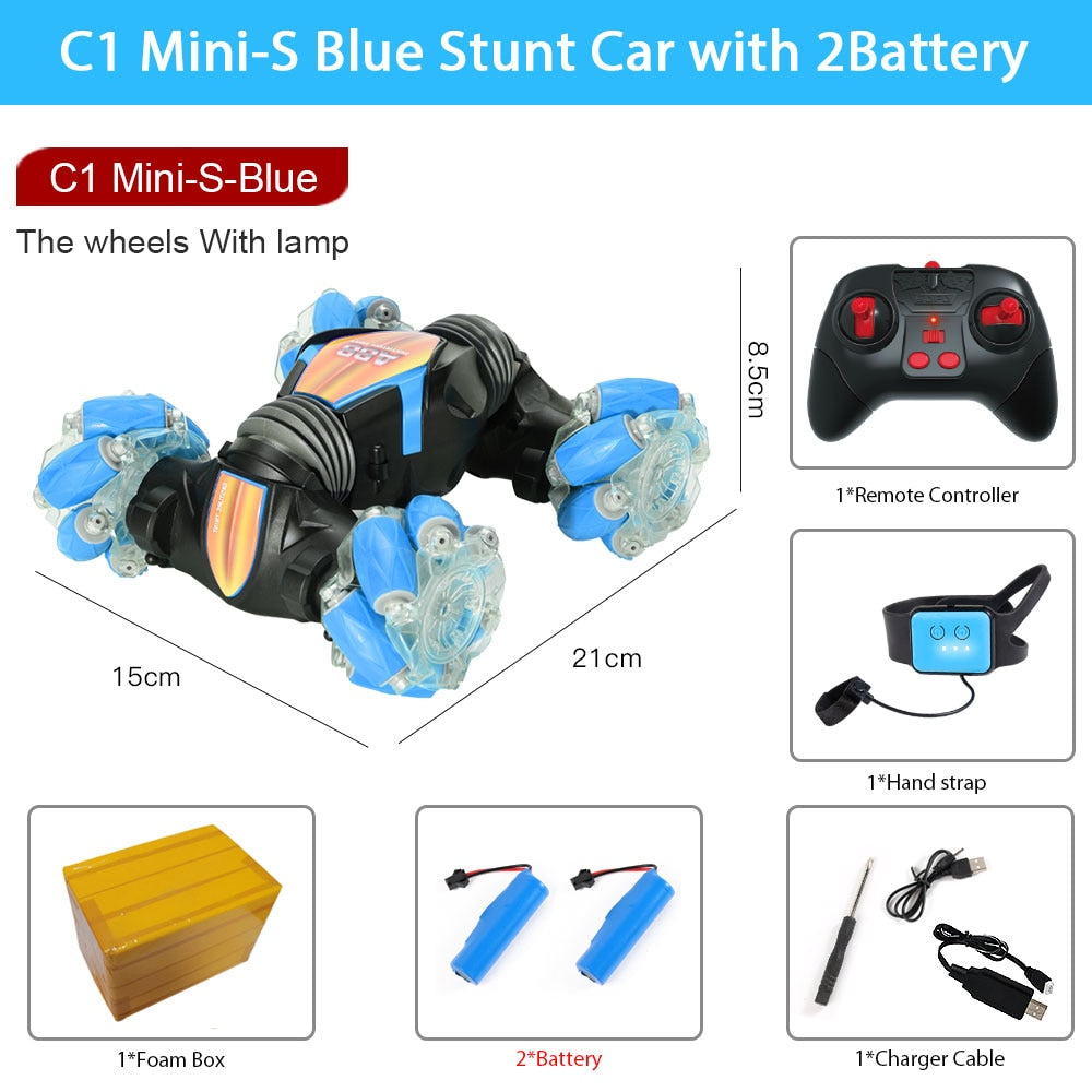 ZWN C1/ C1 MINI 4WD RC CAR Radio Gesture Induction 2.4G Toy Light Music Drift Dancing Twist Stunt Remote Control Car for Kids - Snapitonline