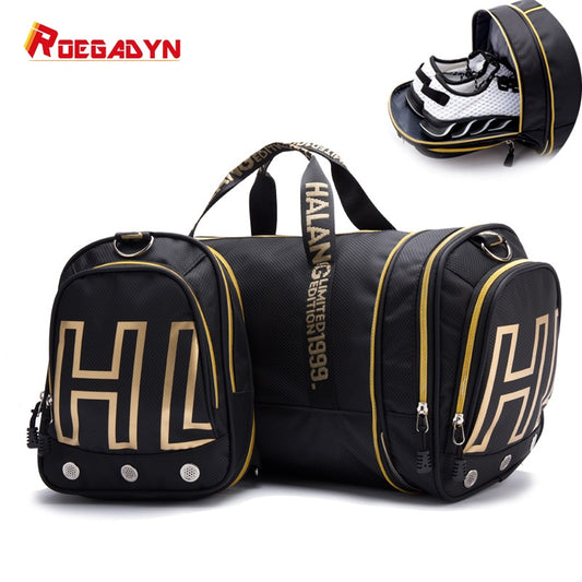 ROEGADYN large Capacity Chest Bag Folding Gym Bag Men Fitness Bag For Gym Men Waterproof Sport Bag Men Gym Bag  Shoe Compartment - Snapitonline